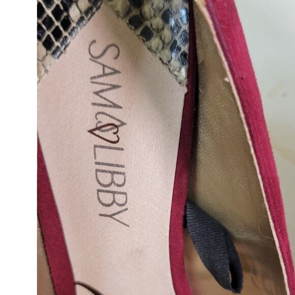 Sam & Libby Shoes Womens Size 8.5 Velvet Red Heels Sexy Flirty Holiday Heels - Picture 8 of 10